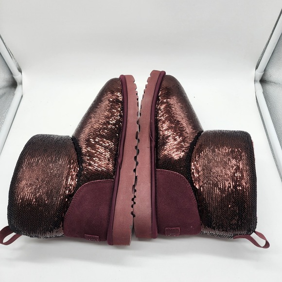 UGG Classic Mini Mirror Ball Sequin Ankle Boots Grape Purple Womens US 8 NWOT - Picture 8 of 8